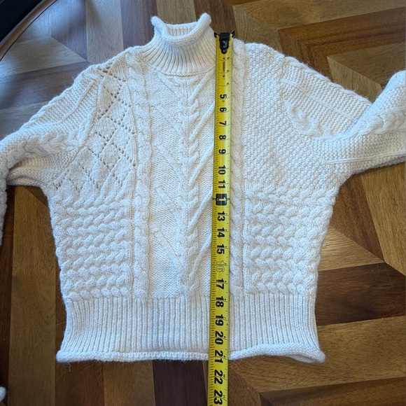 Mango Cream Cable Knit Turtleneck Sweater - Picture 8 of 11